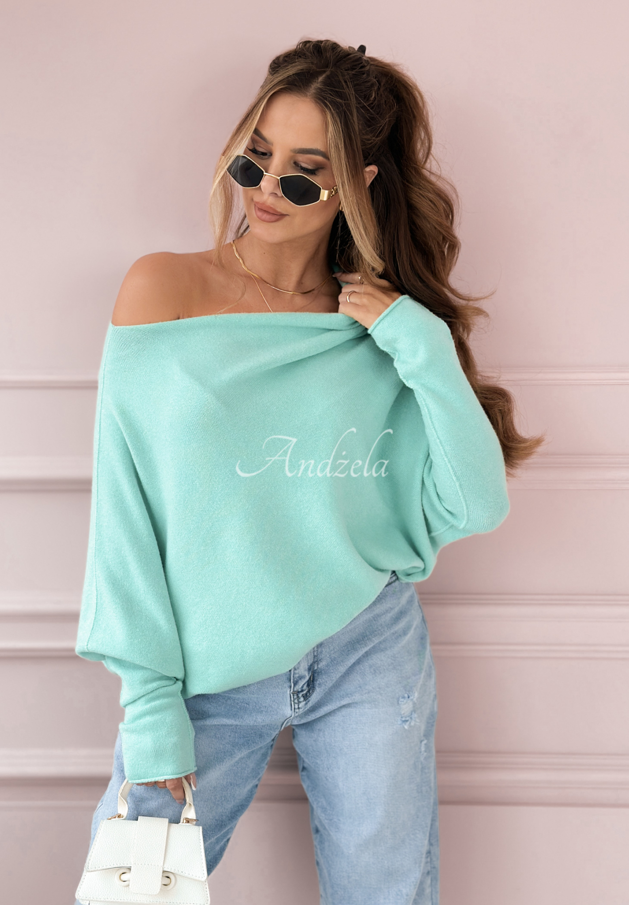 Sweter oversize Found Each Other miętowy