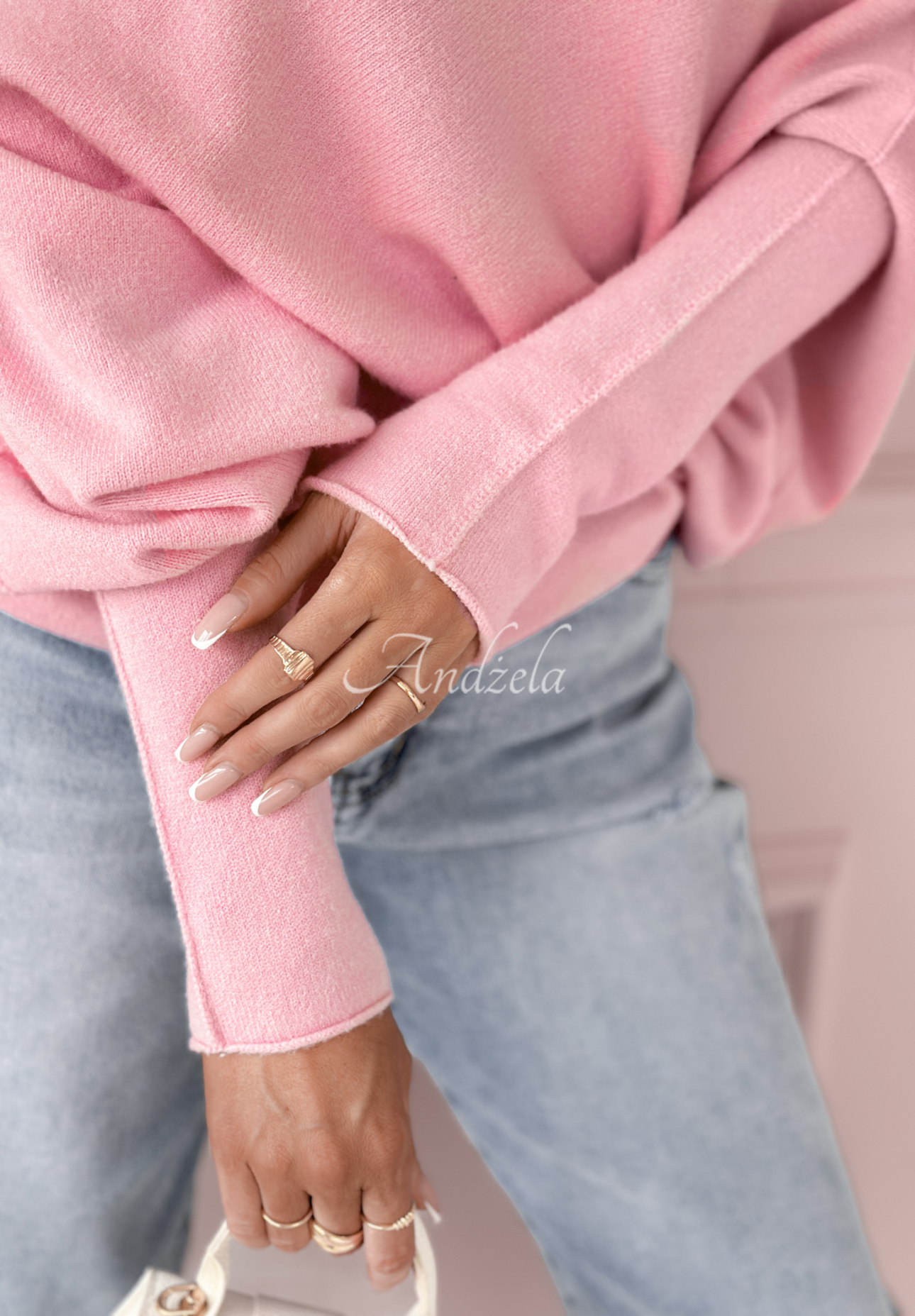 Sweter oversize Found Each Other różowy