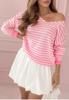 Sweter w paski Always Beside You różowy