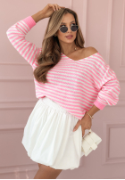 Sweter w paski Always Beside You różowy