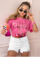 T-Shirt z nadrukiem The Sweetest Cherries Rosa