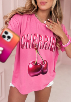 T-Shirt z nadrukiem The Sweetest Cherries Rosa