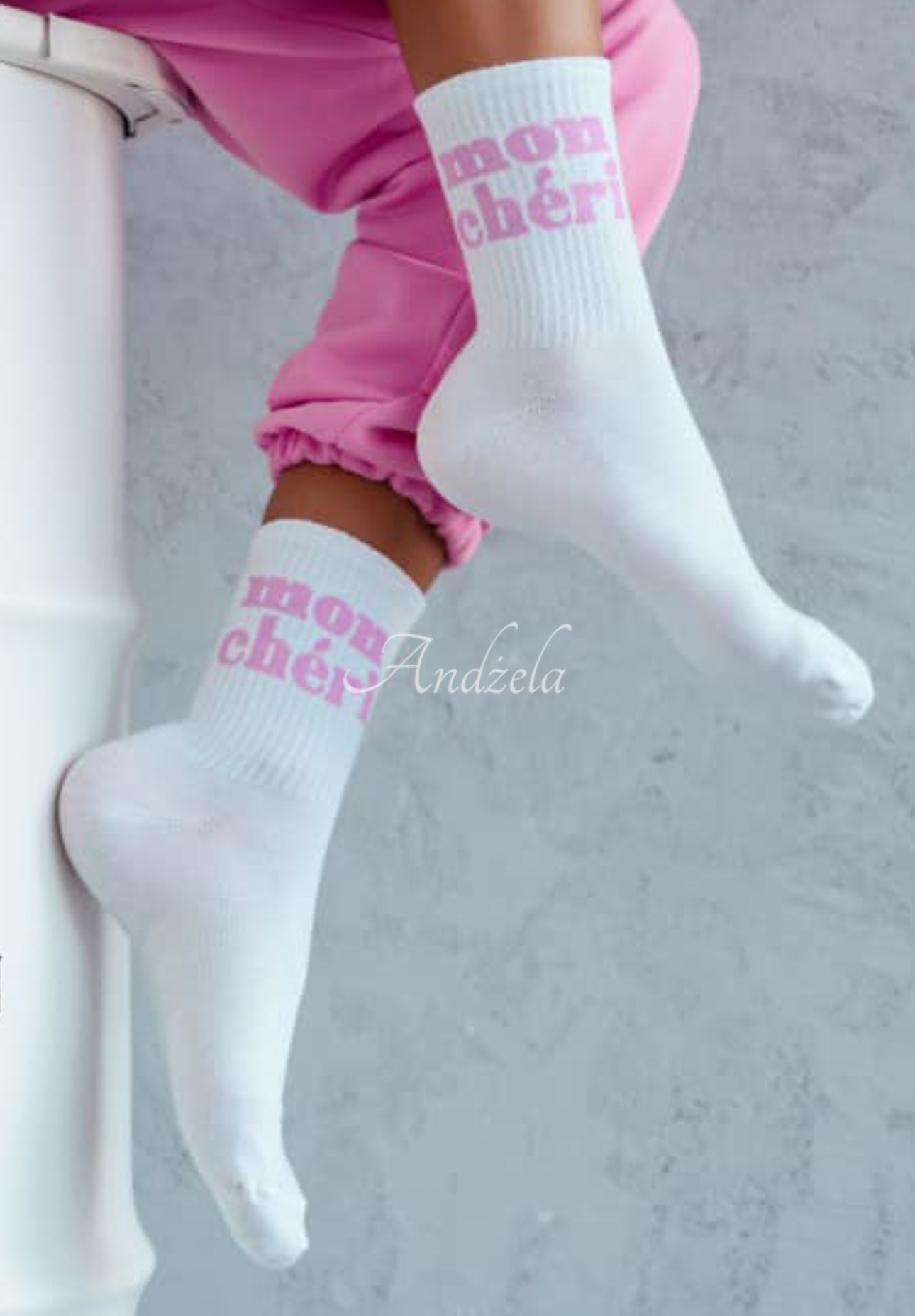 Mon Cheri white and pink socks