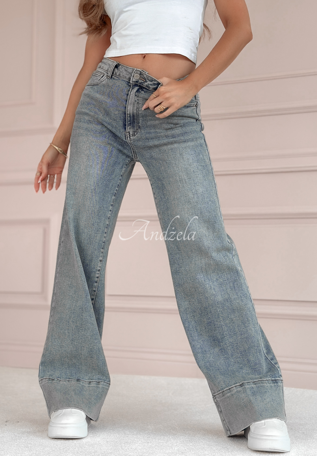 Jeans wide leg Along With Me Blau