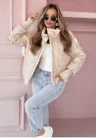 Krótka pikowana kurtka Touch Of Spring beżowa