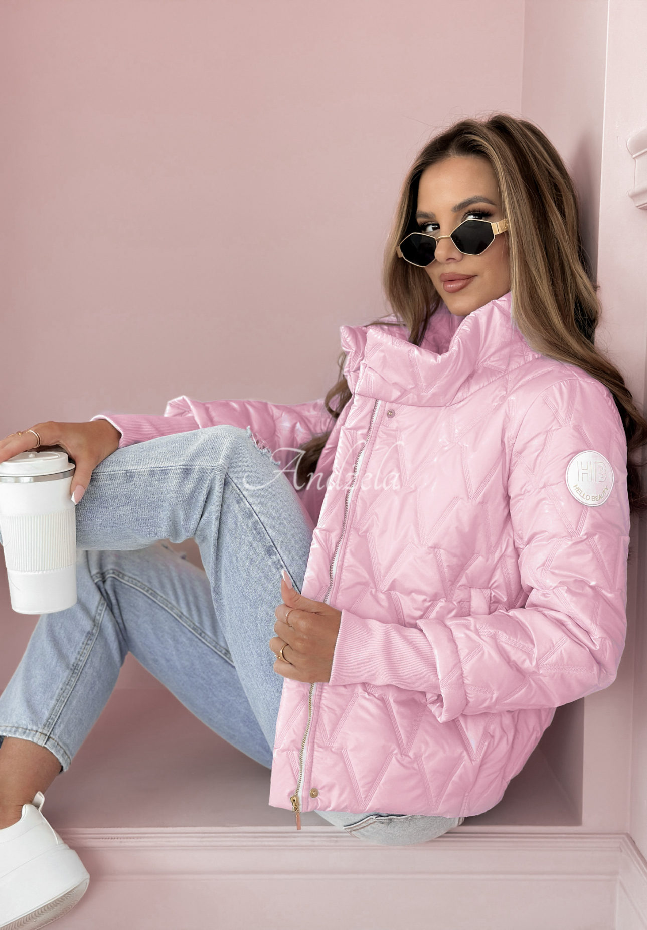Touch Of Spring short quilted jacket pink