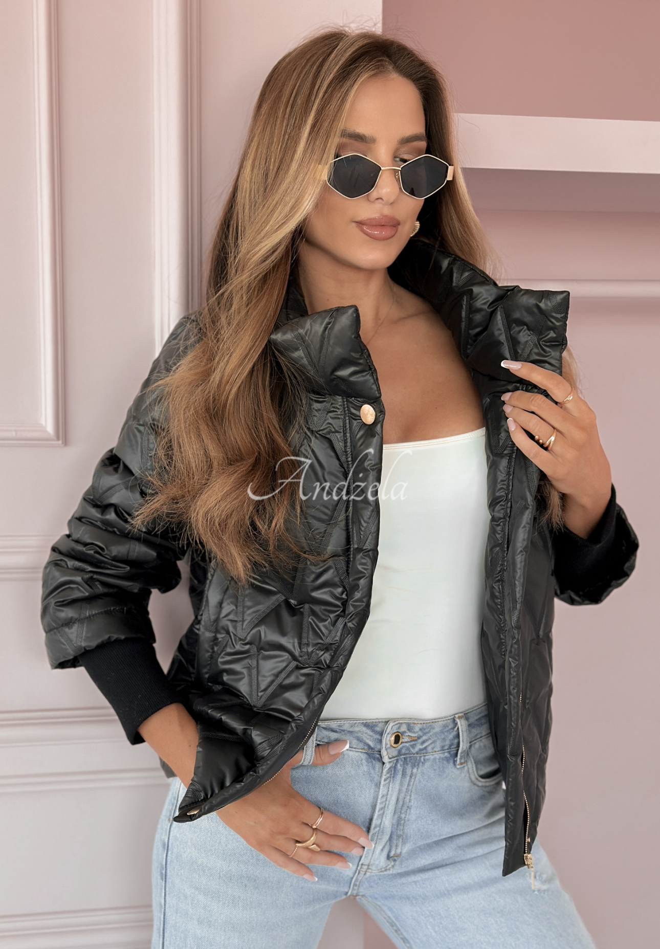 Kurze Steppjacke Touch Of Spring Schwarz