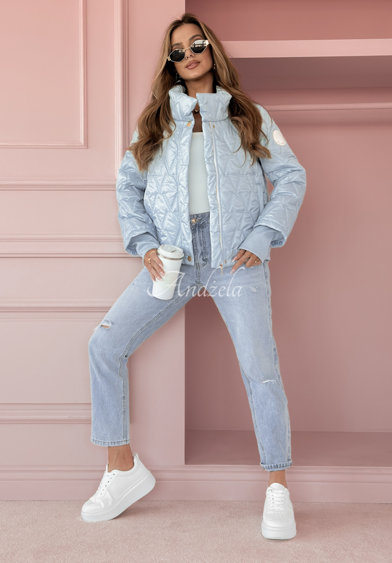 Touch Of Spring short quilted jacket blue