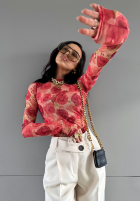 Bluse w kwiaty La Milla Pink Dream Orange