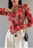 Bluse w kwiaty La Milla Pink Dream Orange