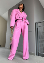 Materiałowe spodnie wide leg La Milla Do Something różowe