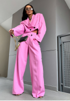 Materiałowe spodnie wide leg La Milla Do Something różowe