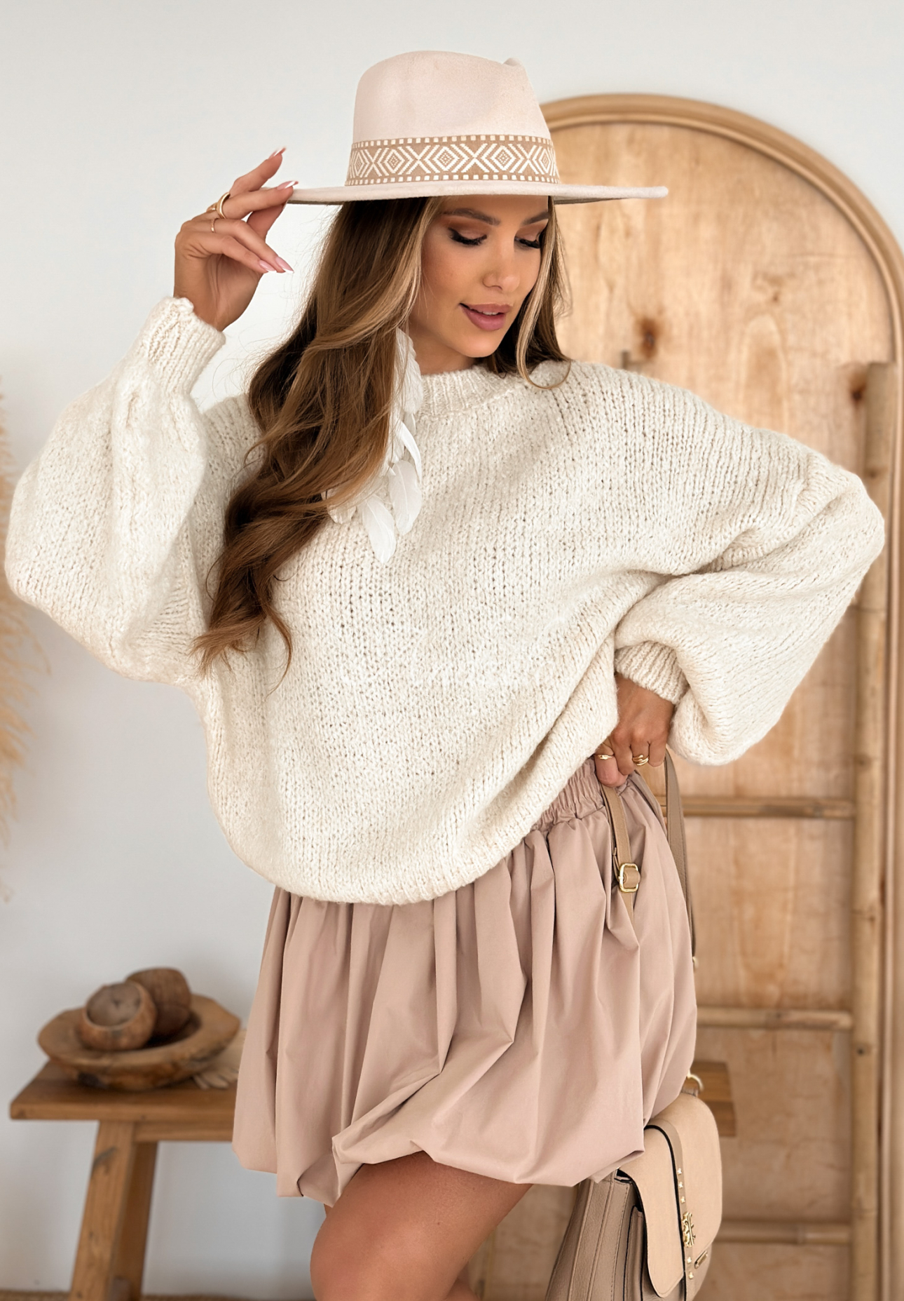 Oversize Pulli Amari Beige