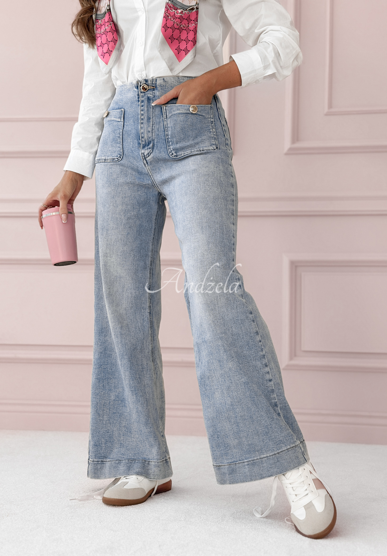 Denim-Hose wide leg mit Taschen It Was You Blau