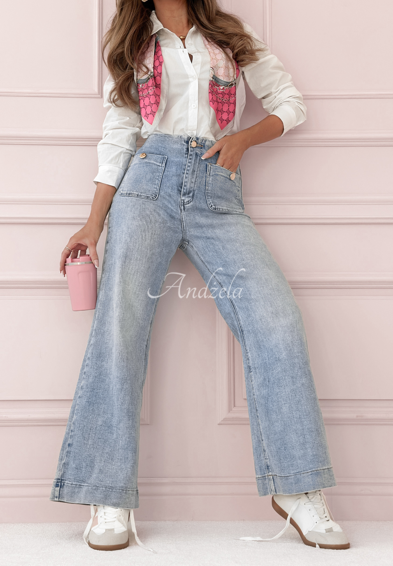 Denim-Hose wide leg mit Taschen It Was You Blau