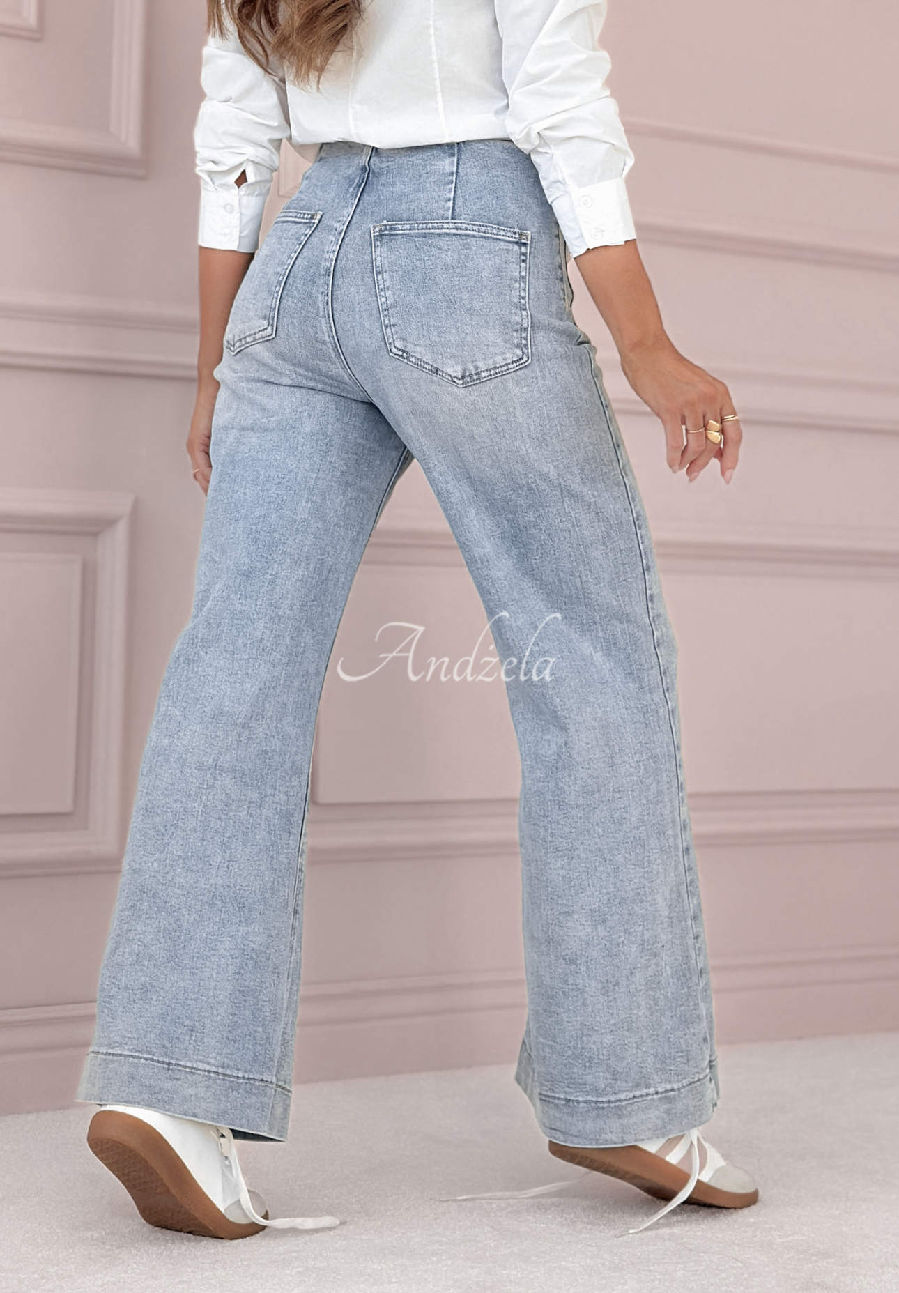 Denim-Hose wide leg mit Taschen It Was You Blau