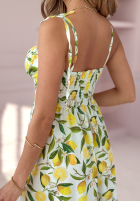 Sukienka maxi na ramiączkach w cytrynki Sour Citrus ecru