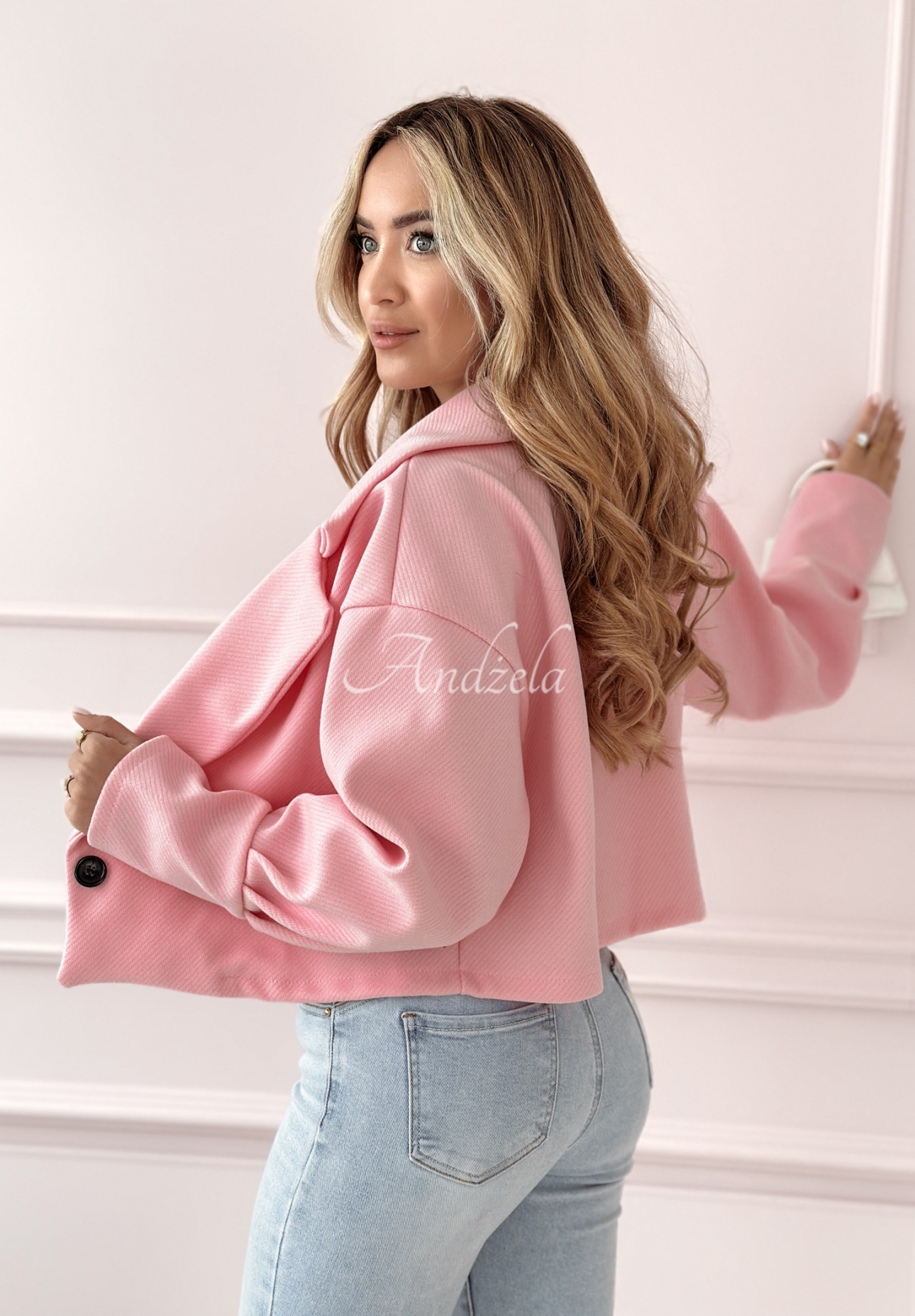 Short coat with collar Casual Calm pink