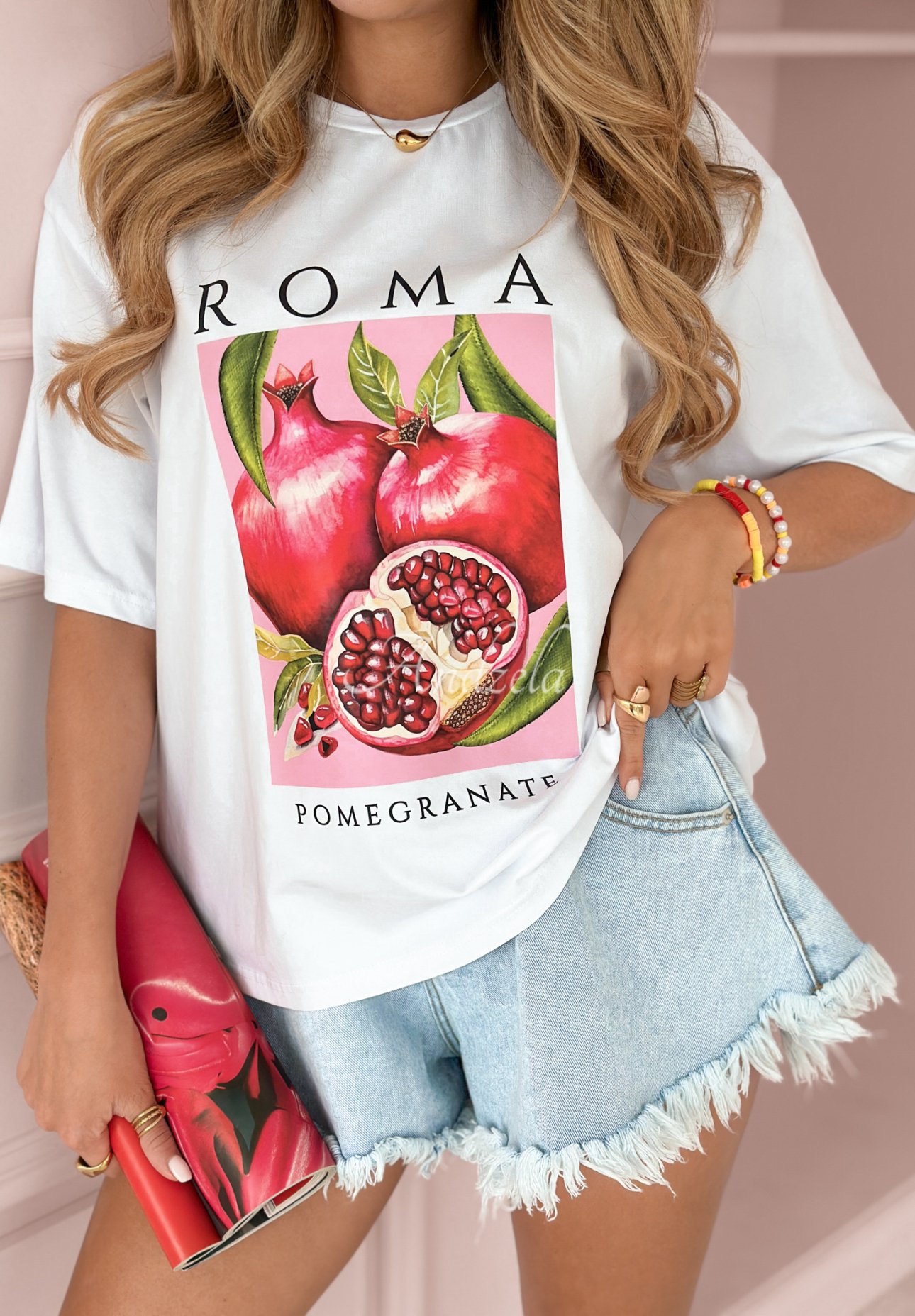 T-Shirt mit Aufdruck Roma Pomegranate Weiß