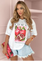 T-Shirt z nadrukiem Roma Pomegranate Weiß