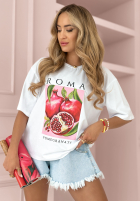 T-Shirt z nadrukiem Roma Pomegranate Weiß