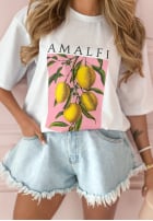 T-Shirt z nadrukiem Amalfi Lemon Weiß