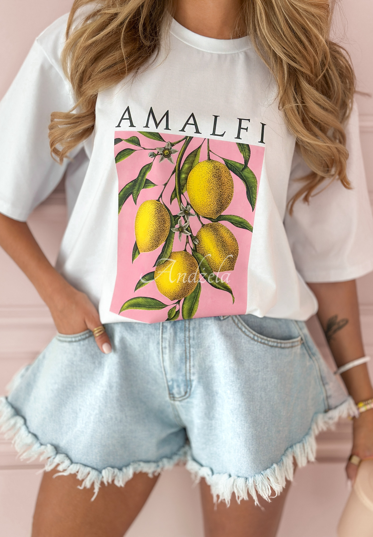 T-Shirt mit Aufdruck Amalfi Lemon Weiß