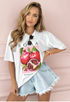 T-Shirt z nadrukiem Roma Pomegranate Weiß