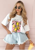 T-Shirt z nadrukiem Amalfi Lemon Weiß