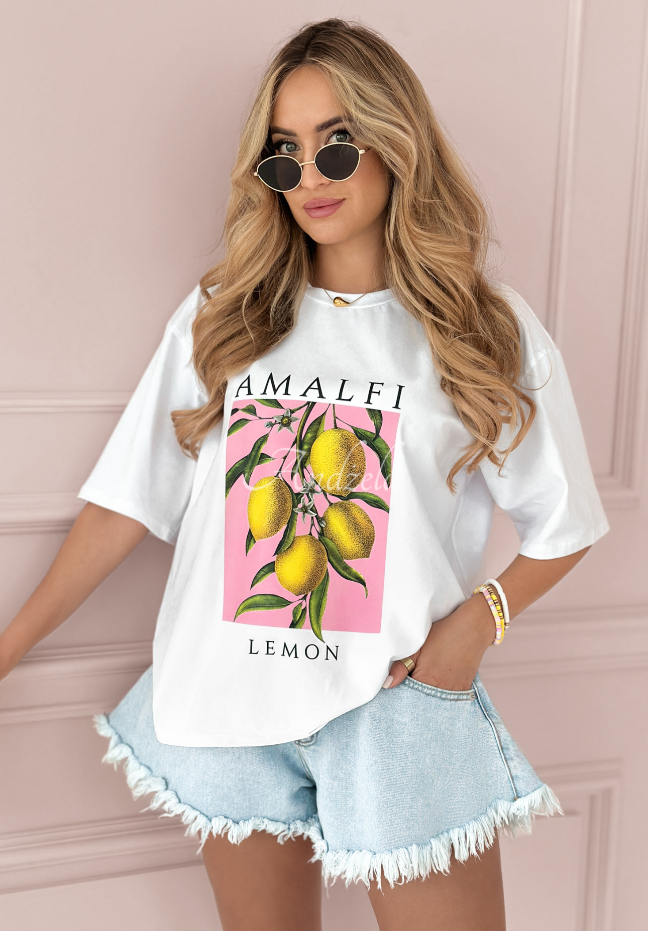 T-Shirt mit Aufdruck Amalfi Lemon Weiß