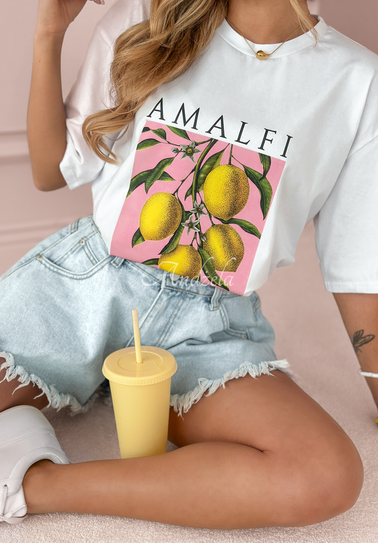 T-Shirt mit Aufdruck Amalfi Lemon Weiß