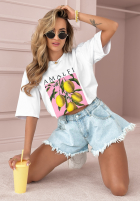 T-Shirt z nadrukiem Amalfi Lemon Weiß