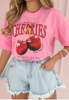 T-Shirt z nadrukiem Fresh Cherries Rosa