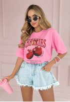 T-Shirt z nadrukiem Fresh Cherries Rosa