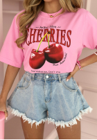 T-Shirt z nadrukiem Fresh Cherries Rosa