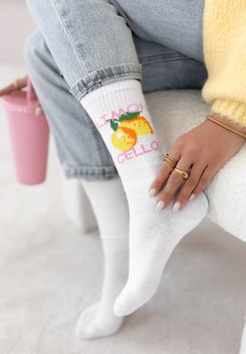 Lange Socken mit Zitronen Limoncello Weiß