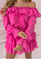 Kleid z falbankami Flower Kingdom Rosa