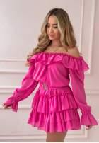 Kleid z falbankami Flower Kingdom Rosa