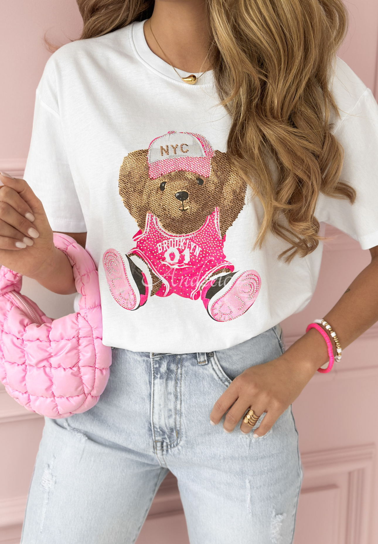 T-Shirt mit Bär NYC Bear Weiß