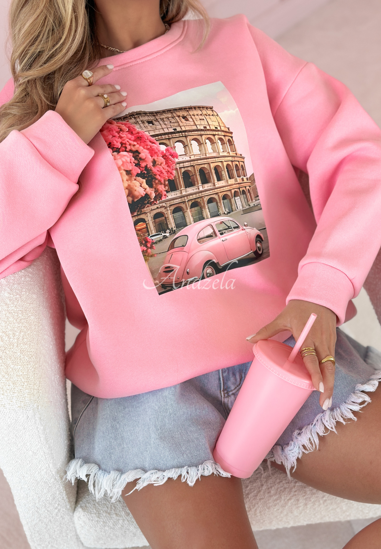 Sweatshirt mit Aufdruck Pink Trip Rosa