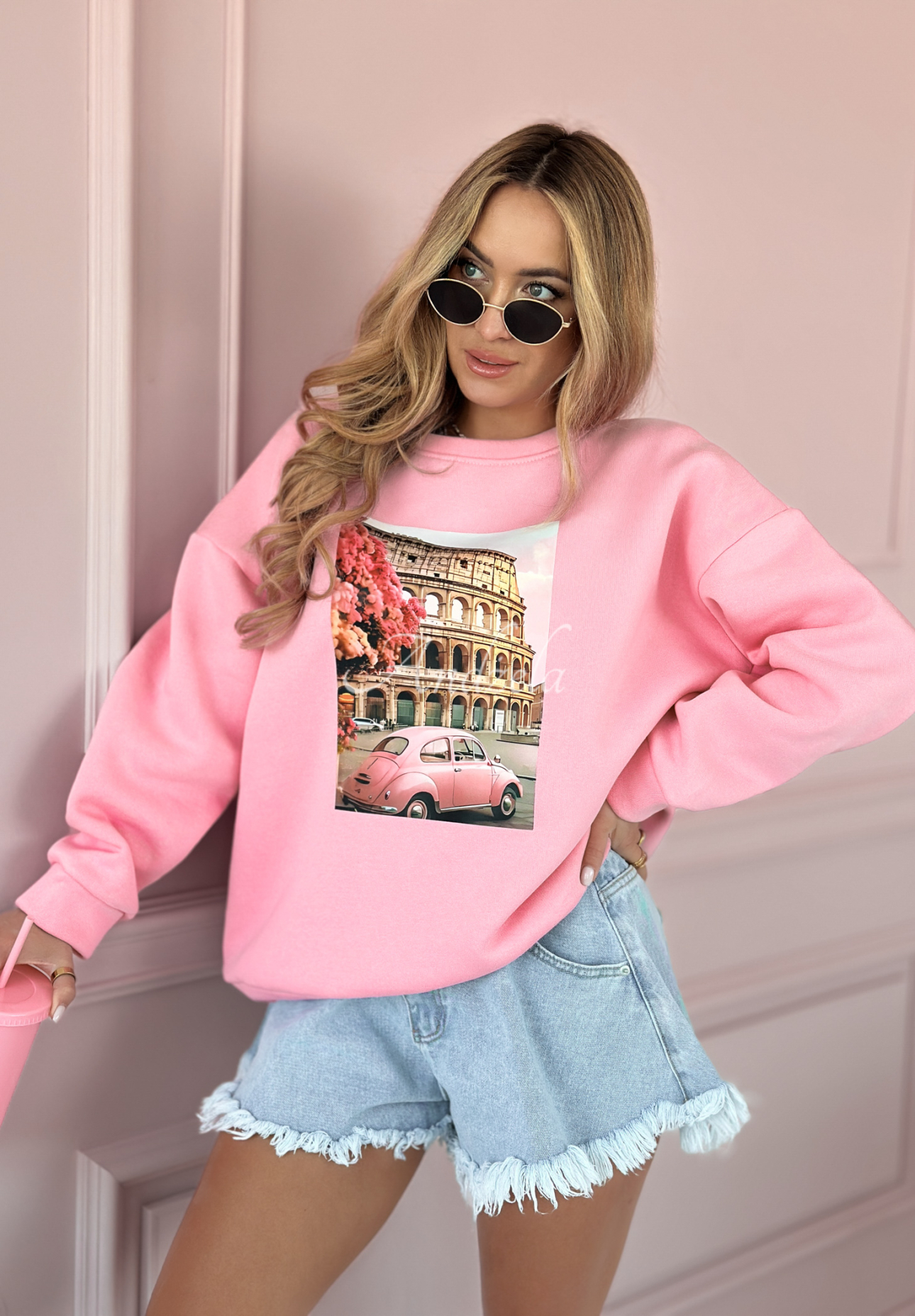 Sweatshirt mit Aufdruck Pink Trip Rosa