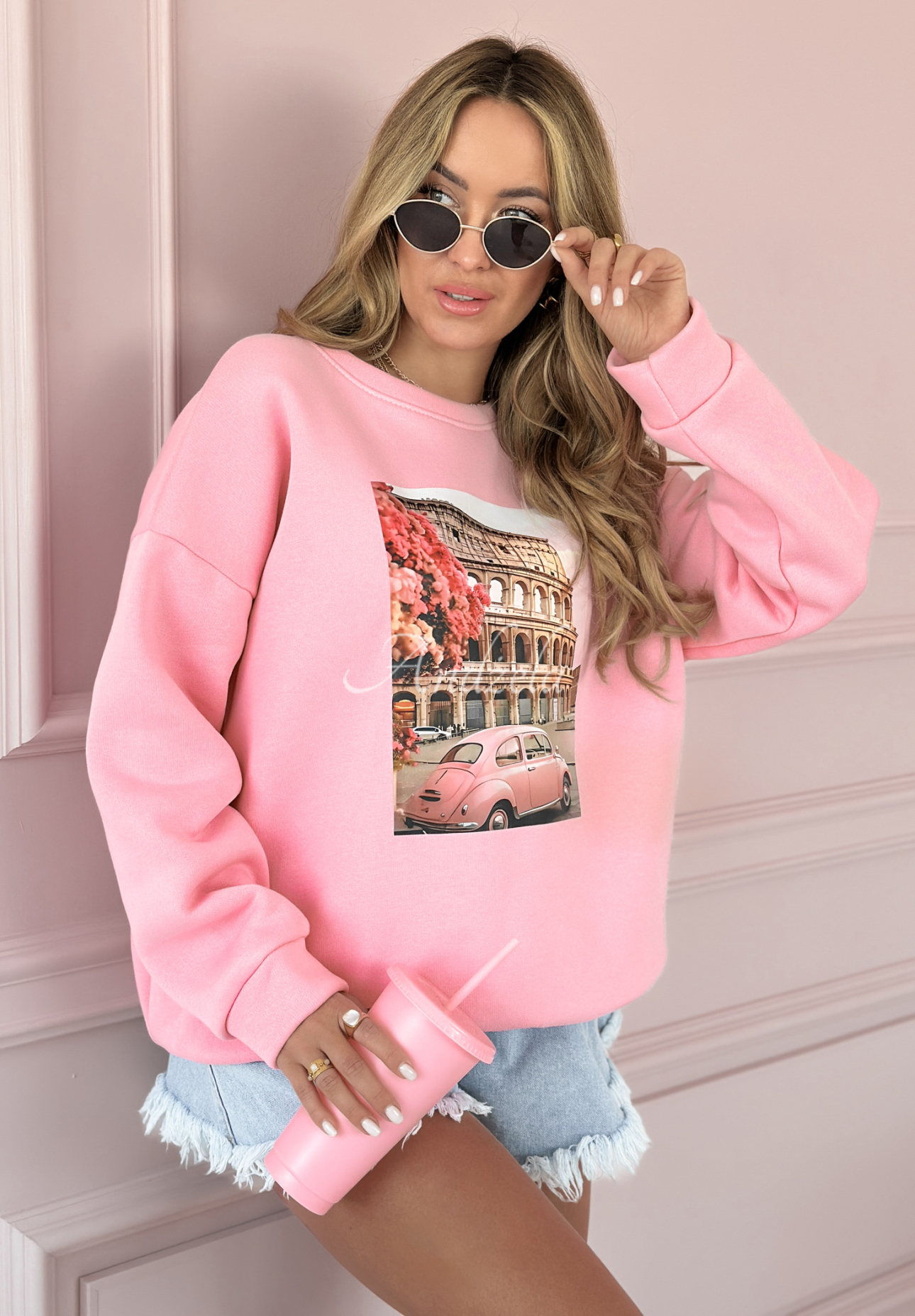 Sweatshirt mit Aufdruck Pink Trip Rosa