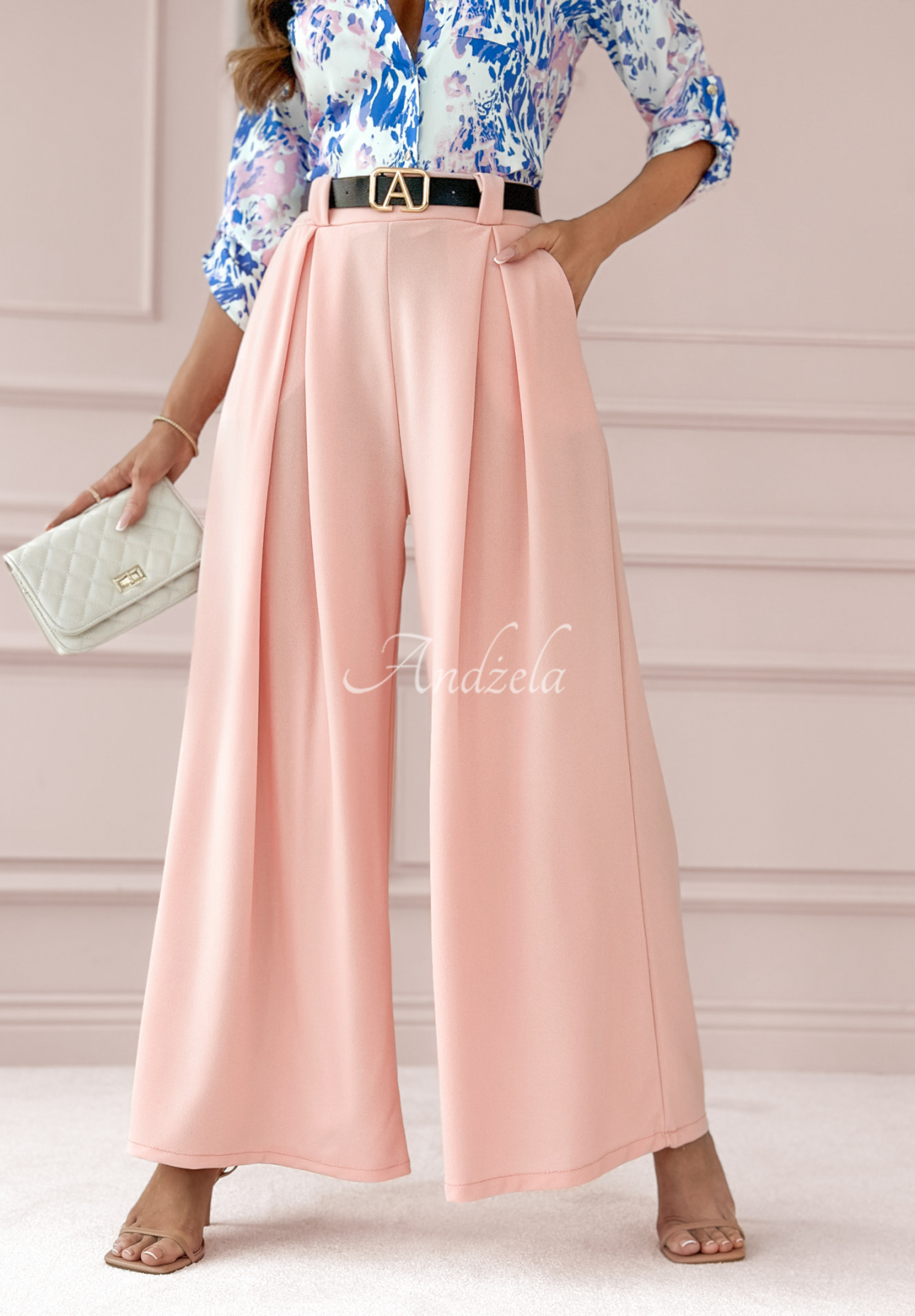 Stoffhose wide leg Enjoy Every Moment Puderrosa