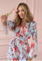 Kwiecisty krótki Jumpsuit Floral Obsessed błękitno-Rosa