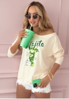 Bluse oversize z nadrukiem Lalu Mojito Beige