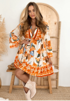 Wzorzysta Kleid z falbankami Relaxed Sunshine Orange