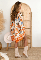 Wzorzysta Kleid z falbankami Relaxed Sunshine Orange