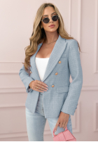 Tweedowa Blazer w kratę Any Version Himmelblau