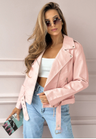 Skórzana ramoneska Standing Still pudrowy róż