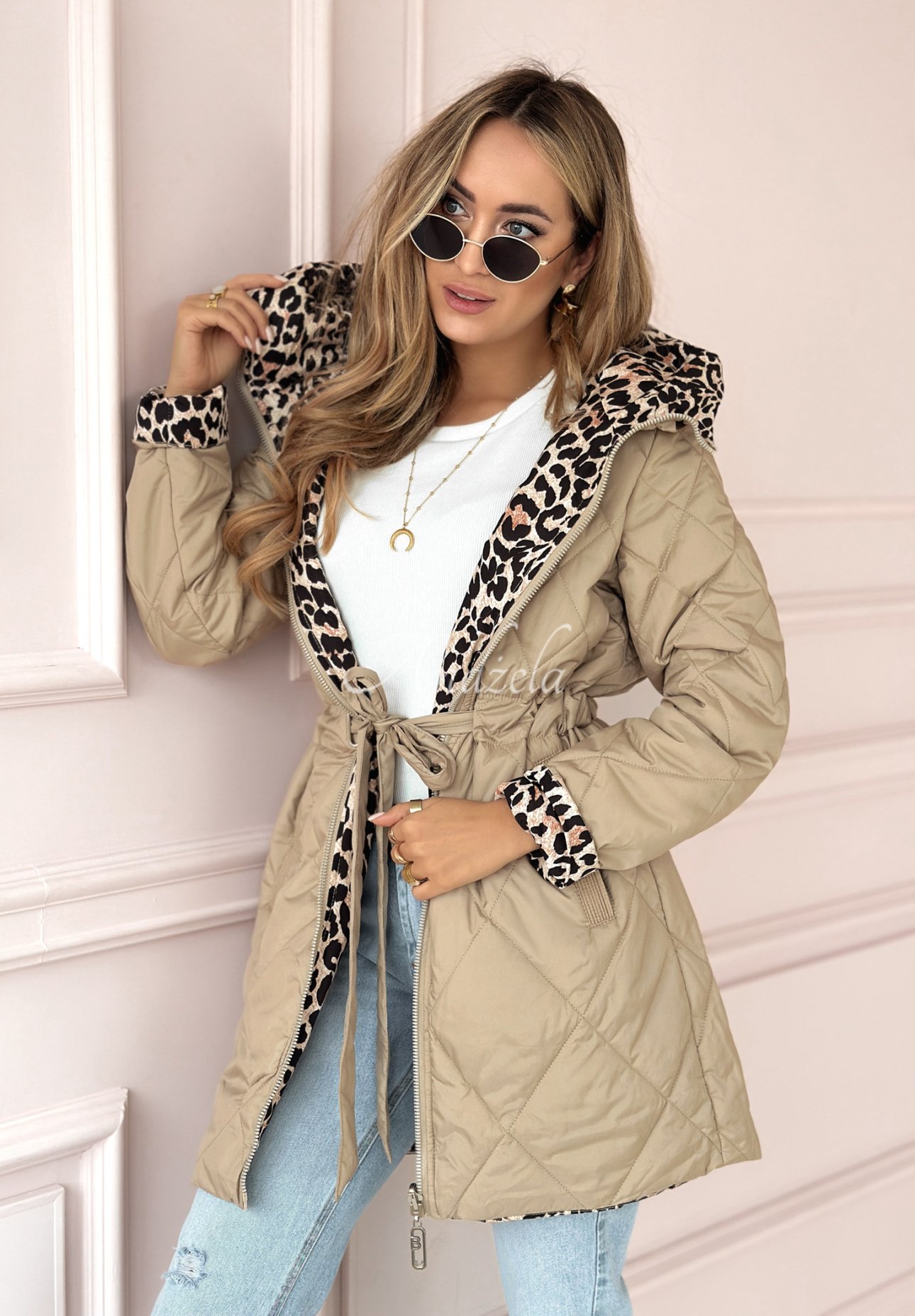 Wendbare Jacke mit Leopardenmuster You Have Time Beige